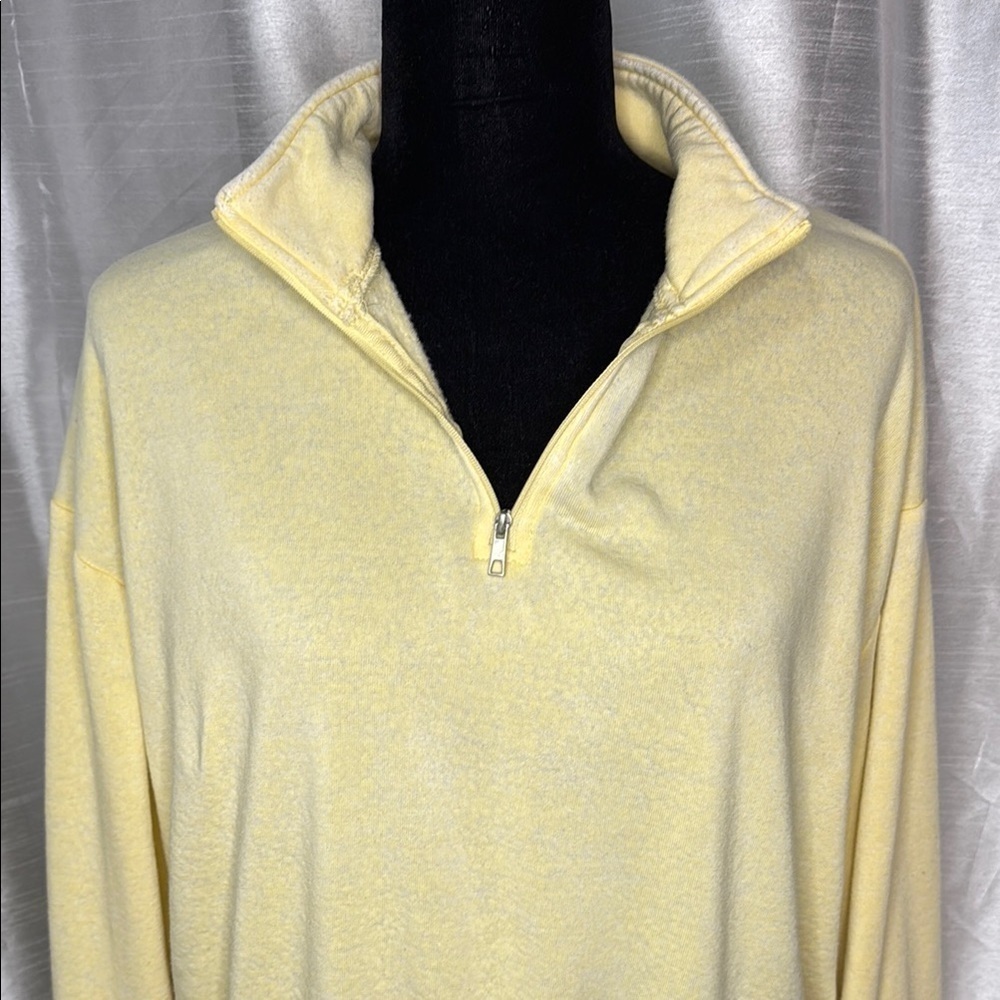 Double Zero 1/4 Zip Drop Shoulder Women’s Large Lightweight Yellow Sweatshirt - Picture 1 of 8